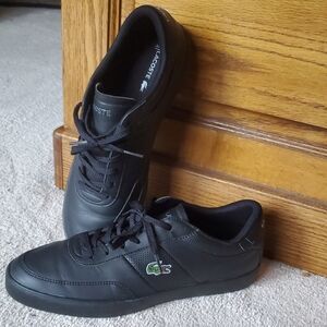 Lacoste classic blk Powercourt Leather Men's Black Sneakers sz 9.5